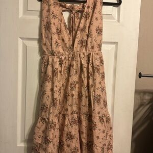 House of Harlow 1960 Pink Ruched Tiered Sundress
